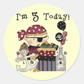 3rd Birthday Pirate Tshirts and Gifts Classic Round Sticker