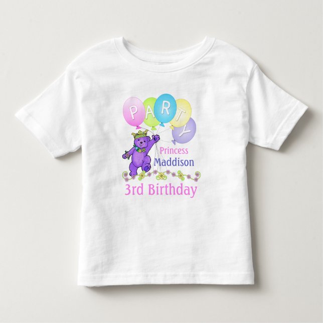 3rd Birthday Princess, Custom Name Toddler T-Shirt (Front)
