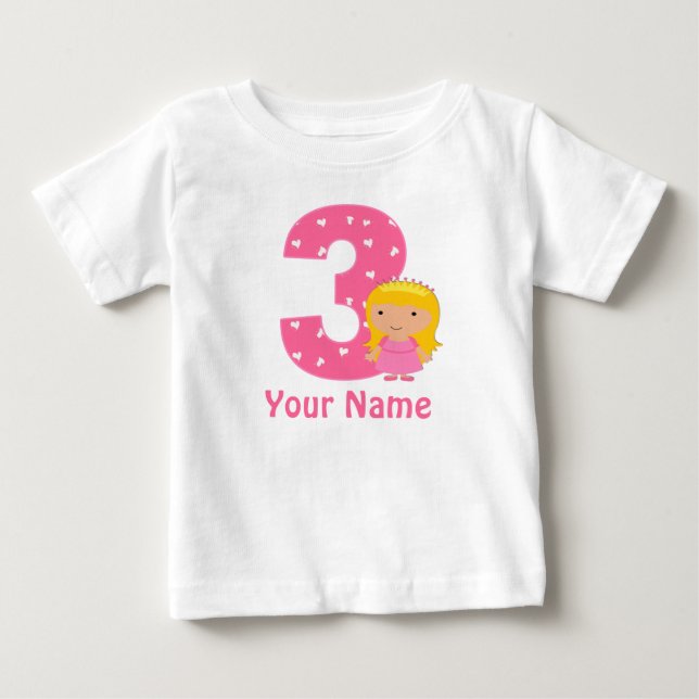 3rd Birthday Princess Personalised T-shirt (Front)