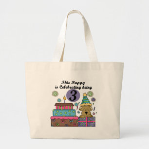 3rd Birthday Puppy T-shirts and Gifts Large Tote Bag