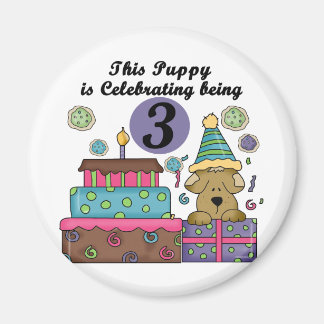 3rd Birthday Puppy T-shirts and Gifts Magnet