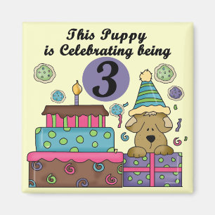 3rd Birthday Puppy T-shirts and Gifts Magnet