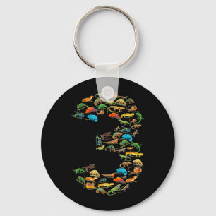3rd Birthday Reptiles Lizards 3 Year Old Birthday Key Ring