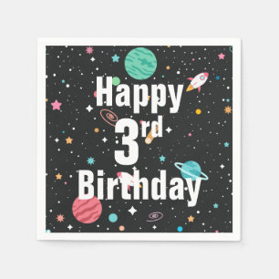 3rd Birthday Rocket Ships and Planets Napkin