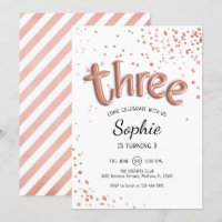 3rd Birthday - Rose Gold White