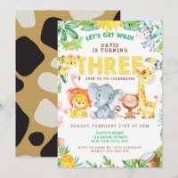 3rd Birthday Safari Animals Jungle Theme Zoo Three