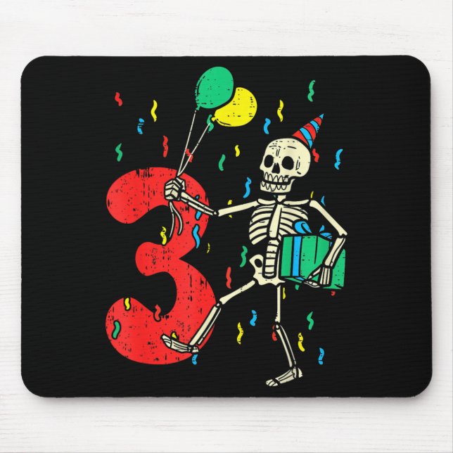 3rd Birthday Skeleton Halloween 3 Year Old Funny Mouse Pad (Front)