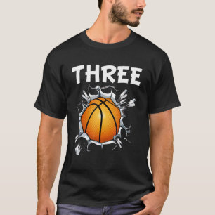 3rd Birthday Sport 3 Years Old Basketball 3 Boys K T-Shirt