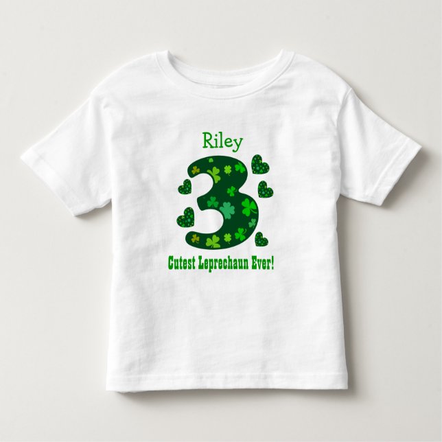 3rd Birthday St Patrick's Cutest Leprechaun Ever Toddler T-Shirt (Front)
