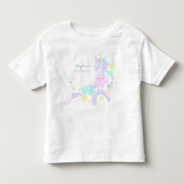 3rd birthday T-Shirt with a funny unicorn. (Front)