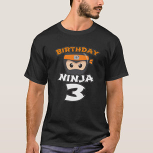 3Rd Birthday This Little Ninja Is 3 Years Boy Girl T-Shirt