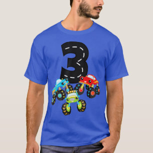 3rd Birthday Three Monster Trucks Number 3 Birthda T-Shirt