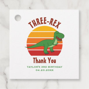 3rd Birthday Three Rex Dinosaur Fun Gender Neutral Favour Tags