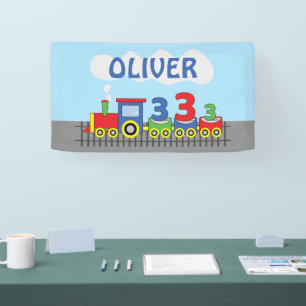 3rd Birthday Train Personalise Name Banner
