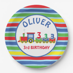 3rd Birthday Train Personalise Name Paper Plate