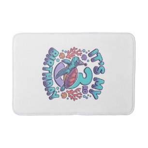 3rd Birthday Turtle Vintage Engraving Design_1 Bath Mat