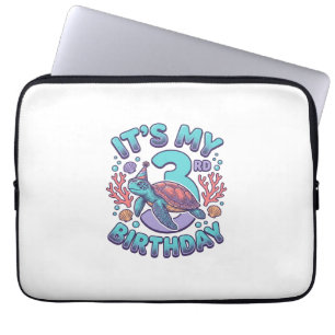 3rd Birthday Turtle Vintage Engraving Design_1 Laptop Sleeve