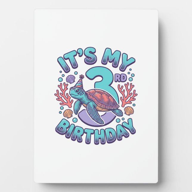 3rd Birthday Turtle Vintage Engraving Design_1 Plaque (Front)