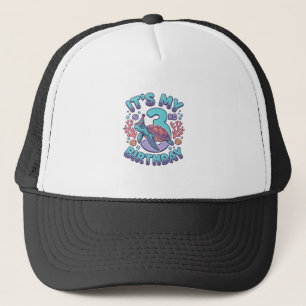 3rd Birthday Turtle Vintage Engraving Design_1 Trucker Hat