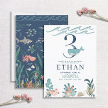 3rd Birthday Under the Sea Watercolor Whale Invitation<br><div class="desc">Create the perfect third birthday party invitation with this modern under the sea theme design,  featuring a hand painted whale,  coral,  and ocean animals. The back of the card features an under the sea ocean theme illustration. Copyright Elegant Invites,  all rights reserved.</div>