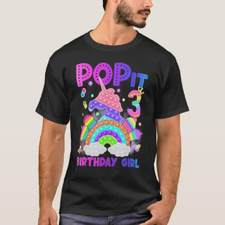 3rd Birthday Unicorn Fidget Pop It Birthday Girl 3 T-Shirt