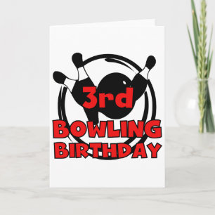 3rd Bowling Birthday Tshirts and Gifts Card