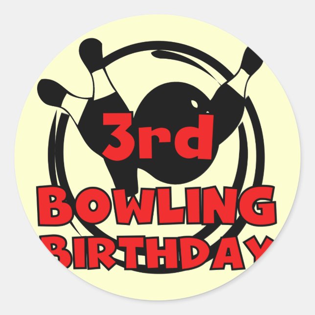 3rd Bowling Birthday Tshirts and Gifts Classic Round Sticker (Front)