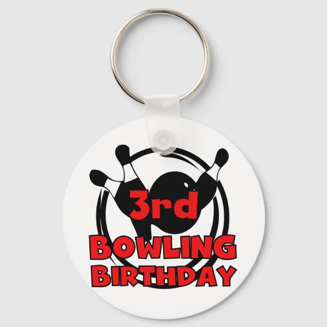 3rd Bowling Birthday Tshirts and Gifts Key Ring (Front)