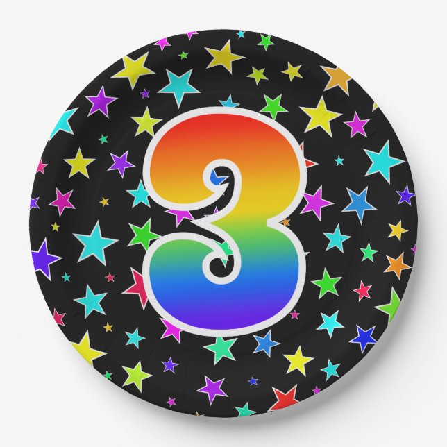 3rd Event: Bold, Fun, Colourful Rainbow 3 Paper Plate (Front)