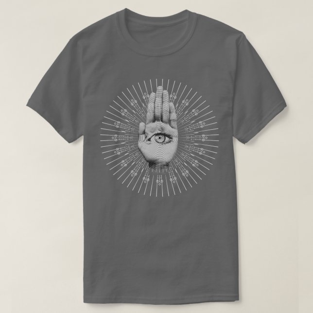 3rd Eye Hamsa Design BW T-Shirt (Design Front)