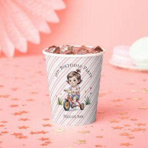 3rd. Girl's Birthday on a Tricycle Party Paper Cups