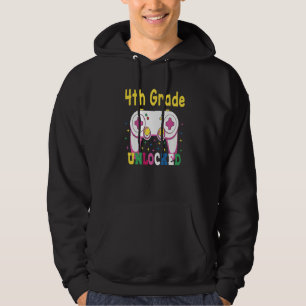 3rd Grade Achieved 4th Grade Unlocked Retro Colorf Hoodie