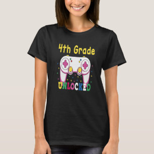 3rd Grade Achieved 4th Grade Unlocked Retro Colorf T-Shirt