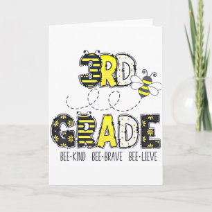 3rd Grade Bee Theme Back To School For Kids Card