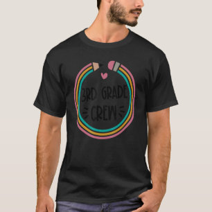 3rd Grade Crew Pencil Heart Teacher Student Back T T-Shirt