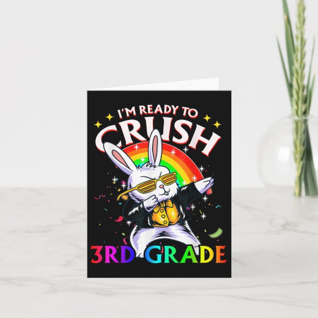 3rd Grade Dabbing Bunny Back To School Im Ready To Card (Front)