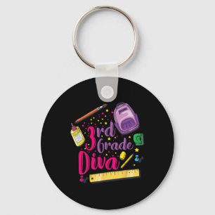 3rd Grade Diva First Day Of School Girl Clothes Gi Key Ring