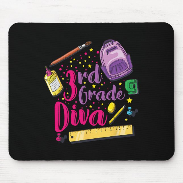 3rd Grade Diva First Day Of School Girl Clothes Gi Mouse Pad (Front)