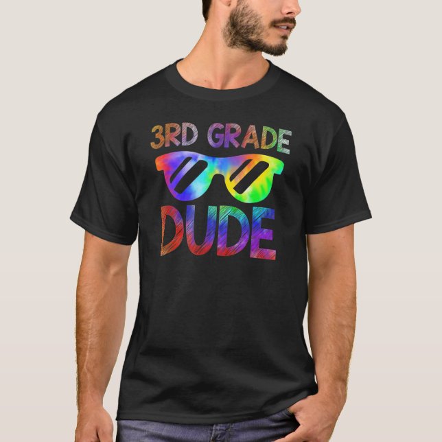 3rd Grade Dude Back To School Tie Dye Boy Girl Sun T-Shirt (Front)