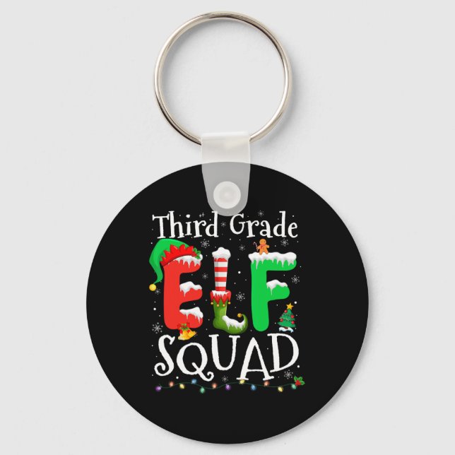 3rd Grade Elf Squad Xmas Funny Christmas Third Gra Key Ring (Front)