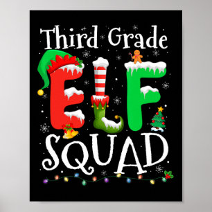 3rd Grade Elf Squad Xmas Funny Christmas Third Gra Poster