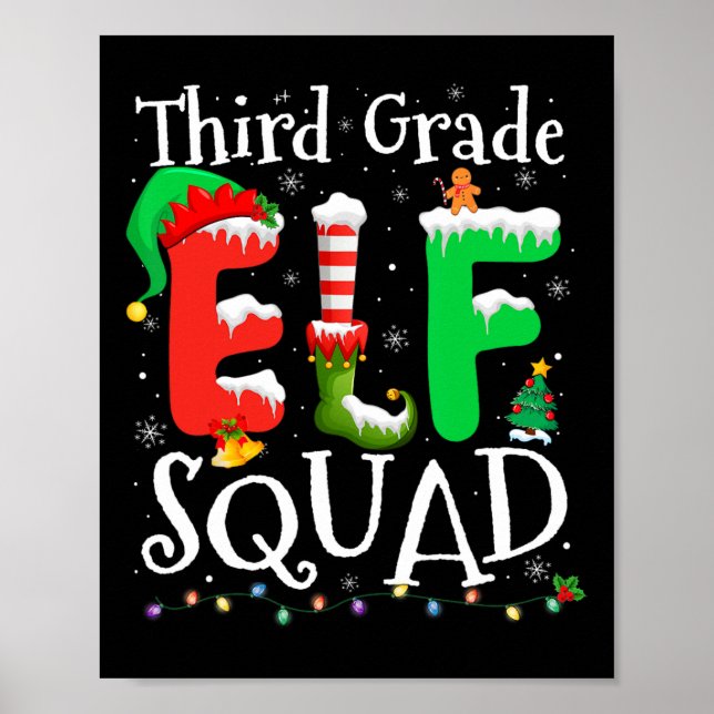 3rd Grade Elf Squad Xmas Funny Christmas Third Gra Poster (Front)