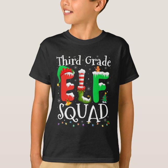 3rd Grade Elf Squad Xmas Funny Christmas Third Gra T-Shirt (Front)