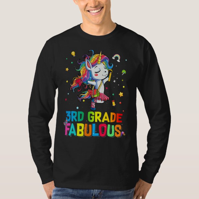 3rd Grade Fabulous Ballet Unicorn Back To School T-Shirt (Front)
