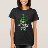 3rd Grade Gnome Buffalo Plaid Matching Family Chri