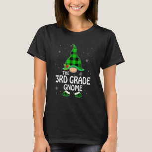 3rd Grade Gnome Buffalo Plaid Matching Family Chri T-Shirt