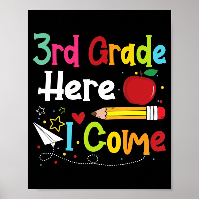 3rd Grade Here I Come Teacher Back To School Boys  Poster (Front)