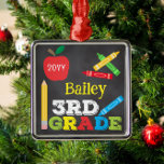 3rd Grade Keepsake Chalkboard Colourful Kids Photo Metal Tree Decoration<br><div class="desc">3rd Grade photo ornament design features an apple, a ruler, crayons and bold, colourful fun typography! Click the customise button for more opti2ndr modifying the text! Variations of this design, additional colours, as well as coordinating products are available in our shop, zazzle.com/store/doodlelulu. Contact us if you need this design applied...</div>