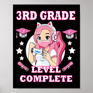 3rd grade level complete funny gaming graduation poster