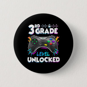 3rd Grade Level Unlocked Back To School First Day  6 Cm Round Badge